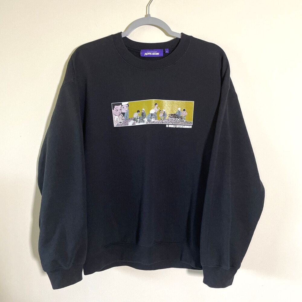 FuckingAwesome FA Unisex Black Pullover Crewneck Sweatshirt Sz Large Streetwear